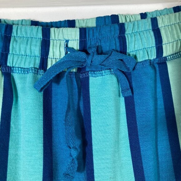 Womens Lularoe Striped Cut Off Sweat Shorts Green Blue M - Picture 3 of 7